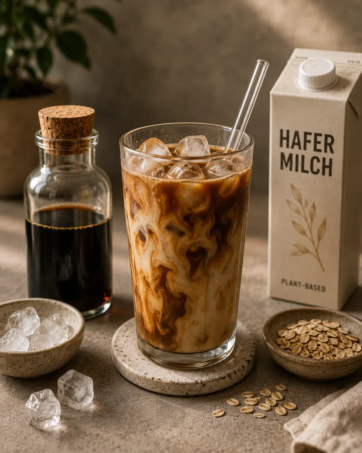 Iced Coffee mit Kaffeekonzentrat und Hafermilch – einfaches Rezept