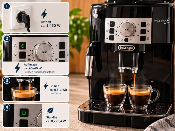 Wie viel Strom verbraucht die De’Longhi Magnifica S?