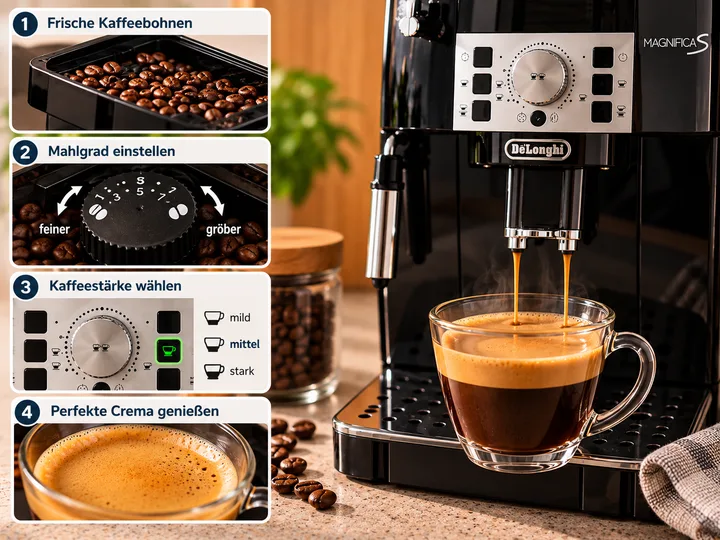 Wie viel Kaffee verbraucht die De’Longhi Magnifica S pro Tasse?